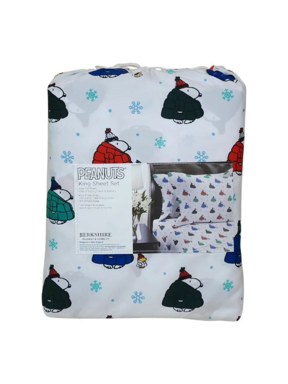 Peanuts Snoopy King Sheet Set By Berkshire Holiday Christmas Igloo Winter 4 pc